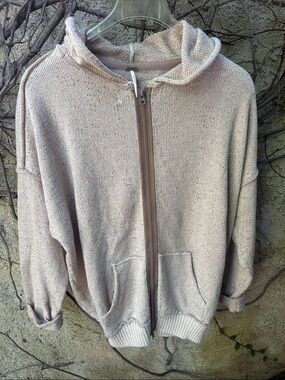 Free People full zip textured knit sweater hoodie